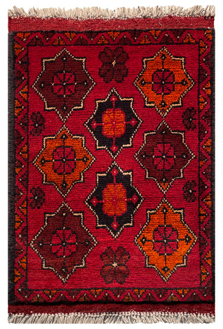26597 - Khal Mohammad Afghan Hand-Knotted Authentic/Traditional/Rug/Size: 2'0" x 1'3"/61cm x 38cm