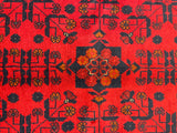 27911- Khal Mohammad Hand-Knotted/Handmade Afghan Rug/Carpet/Traditional/Authentic/Size: 9'9" x 6'6"/297cm x 198cm