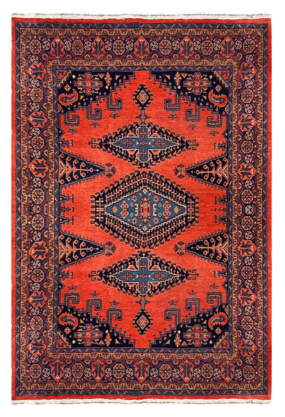27411-Hamadan Hand-Knotted/Handmade Persian Rug/Carpet Tribal/Nomadic Authentic/ Size: 12'0" x 8'0"/366cm x 244cm
