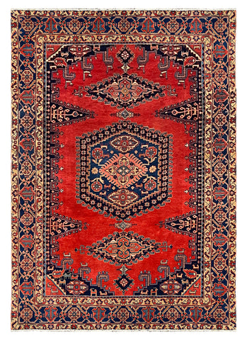 27413-Hamadan Hand-Knotted/Handmade Persian Rug/Carpet Tribal/Nomadic Authentic/ Size: 10'1" x 7'0"/307cm x 213cm