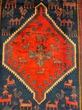 27422- Shiraz Persian Hand-knotted/Authentic/Traditional Nomadic/Tribal / Size: 9'9" x 6'4"/297cm x 193cm