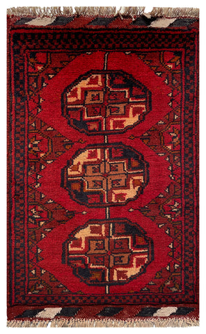 26431 - Khal Mohammad Afghan Hand-Knotted Authentic/Traditional/Rug/Size: 2'0" x 1'3"/61cm x 38cm