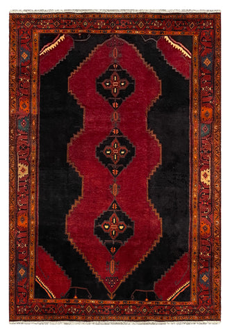 27412-Hamadan Hand-Knotted/Handmade Persian Rug/Carpet Tribal/Nomadic Authentic/ Size: 9'8" x 6'6"/295cm x 198cm