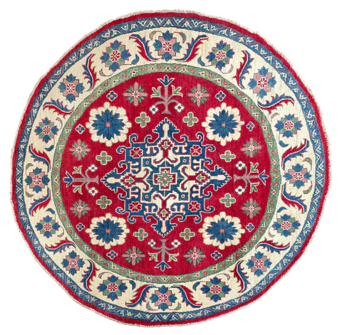 26627 - Kazak Hand-Knotted/Handmade Afghan Tribal/Nomadic Authentic/Size: 5'6" x 5'5"