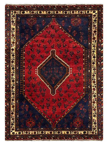 27416- Shiraz Persian Hand-knotted/Authentic/Traditional Nomadic/Tribal / Size: 9'6" x 7'0"/290cm x 213cm
