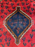 27416- Shiraz Persian Hand-knotted/Authentic/Traditional Nomadic/Tribal / Size: 9'6" x 7'0"/290cm x 213cm
