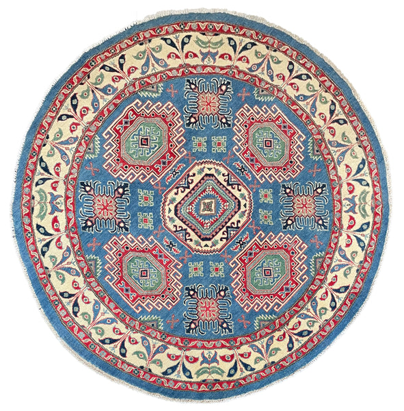 26639 - Kazak Hand-Knotted/Handmade Afghan Tribal/Nomadic Authentic/Size: 6'6" x 6'6"