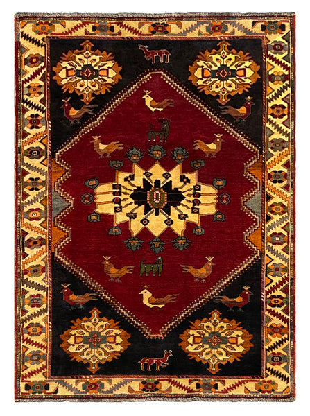27415- Shiraz Persian Hand-knotted/Authentic/Traditional Nomadic/Tribal / Size: 8'8" x 6'3"/295cm x 191cm