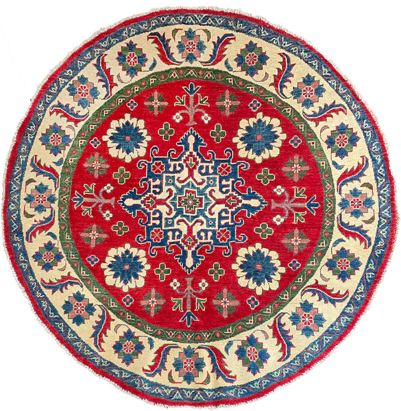 26642 - Kazak Hand-Knotted/Handmade Afghan Tribal/Nomadic Authentic/Size: 5'7" x 5'6"