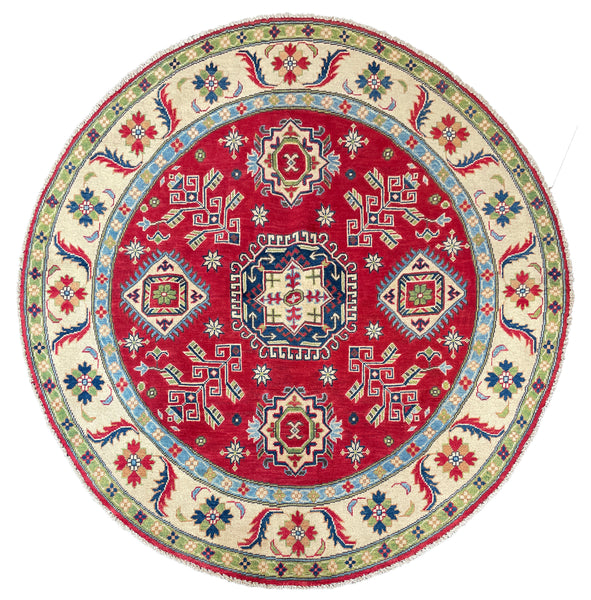 26643 - Kazak Hand-Knotted/Handmade Afghan Tribal/Nomadic Authentic/Size: 5'6" x 5'5"