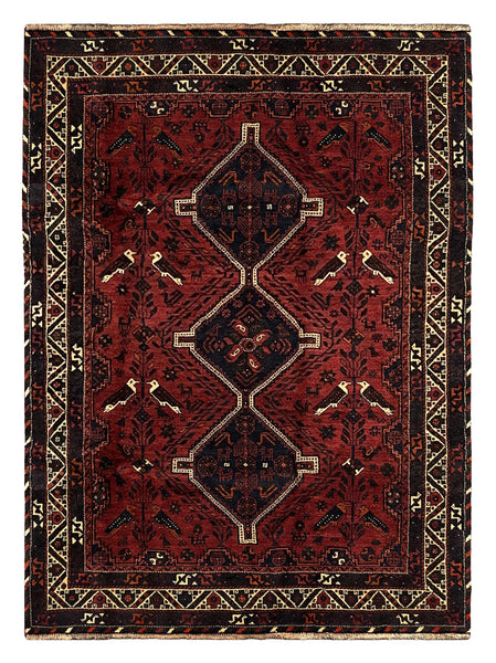 27421- Shiraz Persian Hand-knotted/Authentic/Traditional Nomadic/Tribal / Size: 9'0" x 6'6"/275cm x 198cm