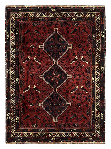 27421- Shiraz Persian Hand-knotted/Authentic/Traditional Nomadic/Tribal / Size: 9'0" x 6'6"/275cm x 198cm