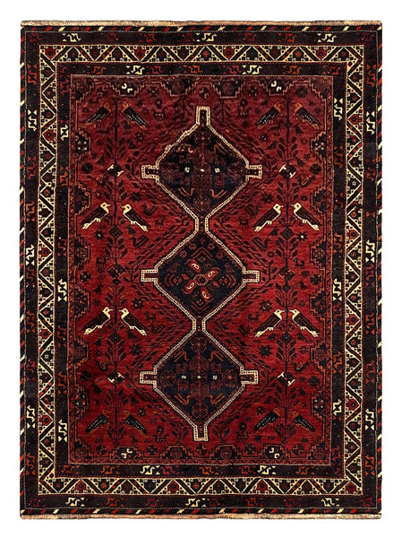 27421- Shiraz Persian Hand-knotted/Authentic/Traditional Nomadic/Tribal / Size: 9'0" x 6'6"/275cm x 198cm