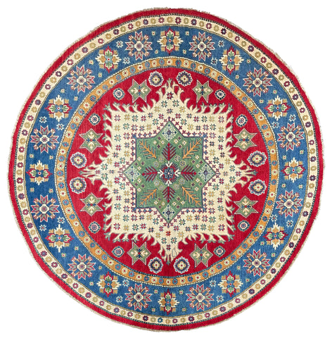 26647 - Kazak Hand-Knotted/Handmade Afghan Tribal/Nomadic Authentic/Size: 6'7" x 6'6"