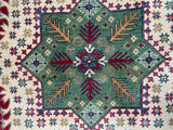 26647 - Kazak Hand-Knotted/Handmade Afghan Tribal/Nomadic Authentic/Size: 6'7" x 6'6"