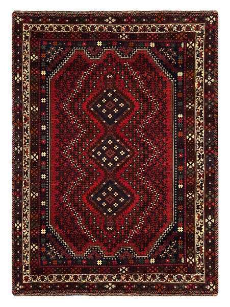 27417- Shiraz Persian Hand-knotted/Authentic/Traditional Nomadic/Tribal / Size: 9'0" x 6'6"/275cm x 198cm