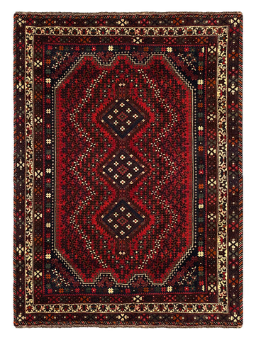 27417- Shiraz Persian Hand-knotted/Authentic/Traditional Nomadic/Tribal / Size: 9'0" x 6'6"/275cm x 198cm