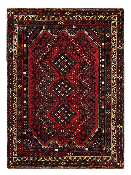 27417- Shiraz Persian Hand-knotted/Authentic/Traditional Nomadic/Tribal / Size: 9'0" x 6'6"/275cm x 198cm