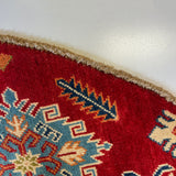 26648-Kazak Hand-Knotted/Handmade Afghan Rug/Carpet Tribal/Nomadic Authentic/ Size: 6'6" x 6'5"