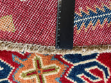 26648-Kazak Hand-Knotted/Handmade Afghan Rug/Carpet Tribal/Nomadic Authentic/ Size: 6'6" x 6'5"