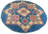 26641 - Kazak Hand-Knotted/Handmade Afghan Tribal/Nomadic Authentic/Size: 6'7" x 6'7"
