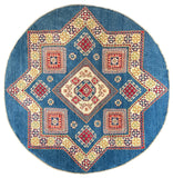 26641 - Kazak Hand-Knotted/Handmade Afghan Tribal/Nomadic Authentic/Size: 6'7" x 6'7"