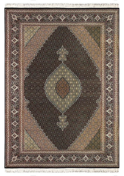 27418- Tabriz Persian Hand-knotted Carpet Authentic/Traditional Carpet/Rug/Size: 9'9" x 6'6"/297cm x 198cm