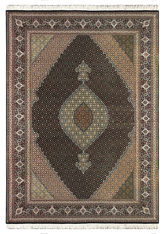 27418- Tabriz Persian Hand-knotted Carpet Authentic/Traditional Carpet/Rug/Size: 9'9" x 6'6"/297cm x 198cm