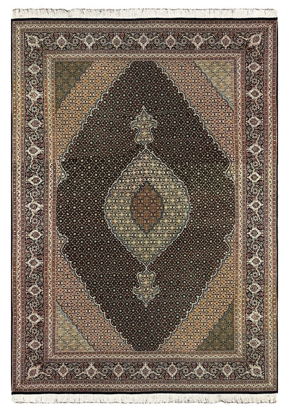 27418- Tabriz Persian Hand-knotted Carpet Authentic/Traditional Carpet/Rug/Size: 9'9" x 6'6"/297cm x 198cm