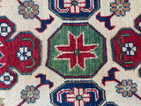 26640 - Kazak Hand-Knotted/Handmade Afghan Tribal/Nomadic Authentic/Size: 6'7" x 6'3"