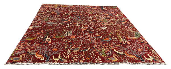27818-Chobi Ziegler Handmade/Hand-knotted Afghan Rug/Carpet Tribal/Nomadic Authentic/ Size: 9'7" x 8'3" / 292cm x 251cm