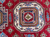 26644 - Kazak Hand-Knotted/Handmade Afghan Tribal/Nomadic Authentic/Size: 6'6" x 6'5"