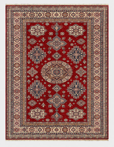 27534-Royal Kazak Hand-Knotted/Handmade Afghan Rug/Carpet Tribal/Nomadic Authentic/ Size: 11'0" x 8'5"/335m x 256cm
