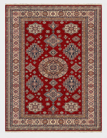 27534-Royal Kazak Hand-Knotted/Handmade Afghan Rug/Carpet Tribal/Nomadic Authentic/ Size: 11'0" x 8'5" / 335cm x 257cm/335m x 256cm