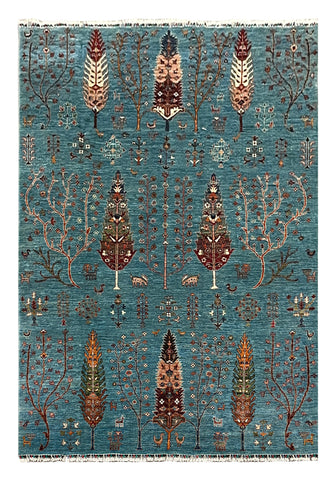 27793-Chobi Ziegler Handmade/Hand-knotted Afghan Rug/Carpet Tribal/Nomadic Authentic/ Size:  9'9" x 6'7" / 297cm x 201cm