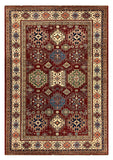 27538-Kazak Hand-Knotted/Handmade Afghan Rug/Carpet Tribal/Nomadic Authentic/ Size: 8'7" x 6'2"/262cm x 188cm