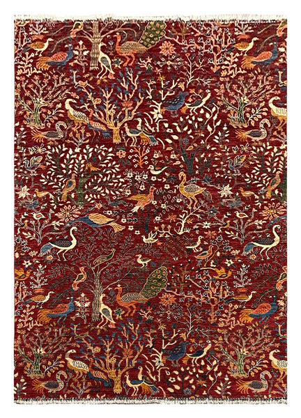 27817-Chobi Ziegler Handmade/Hand-knotted Afghan Rug/Carpet Tribal/Nomadic Authentic/ Size: 9'7" x 6'8" / 292cm x 203cm