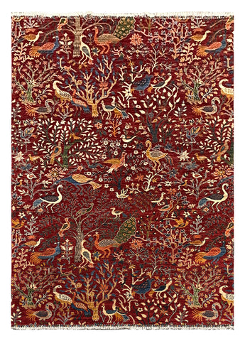 27817-Chobi Ziegler Handmade/Hand-knotted Afghan Rug/Carpet Tribal/Nomadic Authentic/ Size: 9'7" x 6'8" / 292cm x 203cm