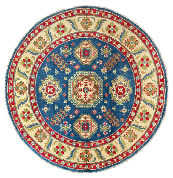 26631 - Kazak Hand-Knotted/Handmade Afghan Tribal/Nomadic Authentic/Size: 5'0" x 5'0"
