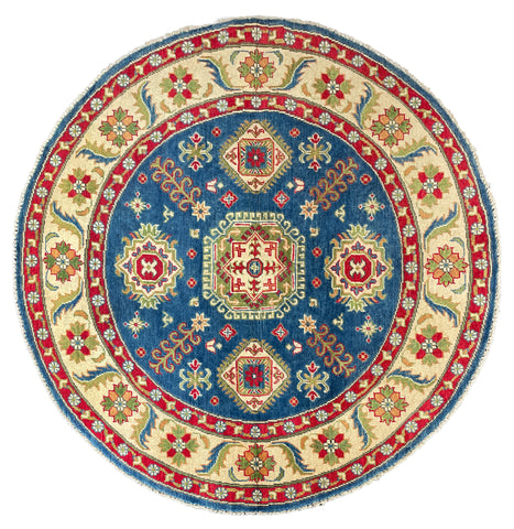 26631 - Kazak Hand-Knotted/Handmade Afghan Tribal/Nomadic Authentic/Size: 5'0" x 5'0"