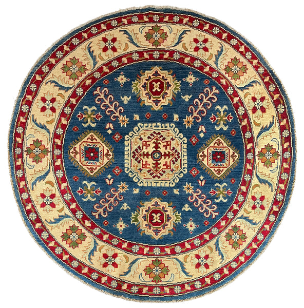 26636 - Kazak Hand-Knotted/Handmade Afghan Tribal/Nomadic Authentic/Size: 5'0" x 4'9"