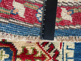26636 - Kazak Hand-Knotted/Handmade Afghan Tribal/Nomadic Authentic/Size: 5'0" x 4'9"