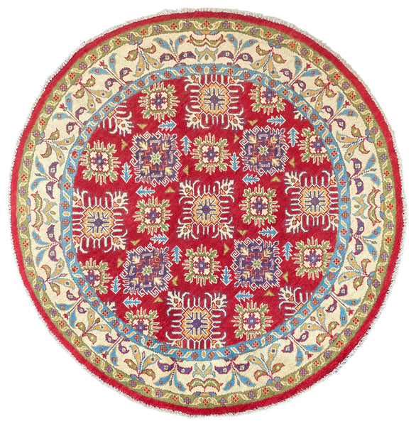 26629 - Kazak Hand-Knotted/Handmade Afghan Tribal/Nomadic Authentic/Size: 5'1" x 4'9"
