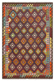 27542 - Kelim Hand-Woven/Flat-Weaved/Afghan Kelim/Carpet Modern/Nomadic Authentic/Size: 9'10" x 6'6"/118cm × 198cm