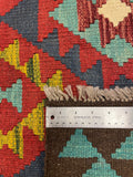 27542 - Kelim Hand-Woven/Flat-Weaved/Afghan Kelim/Carpet Modern/Nomadic Authentic/Size: 9'10" x 6'6"/118cm × 198cm