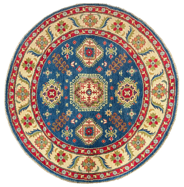 26637 - Kazak Hand-Knotted/Handmade Afghan Tribal/Nomadic Authentic/Size: 4'8" x 5'0"