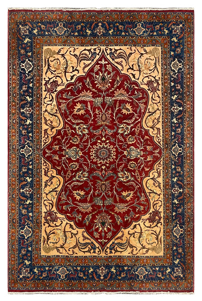27323-Moud Handmade /Hand-Knotted Persian Rug/Traditional/Carpet Authentic/ Size:9'8" x 6'5" /300cm x 195cm