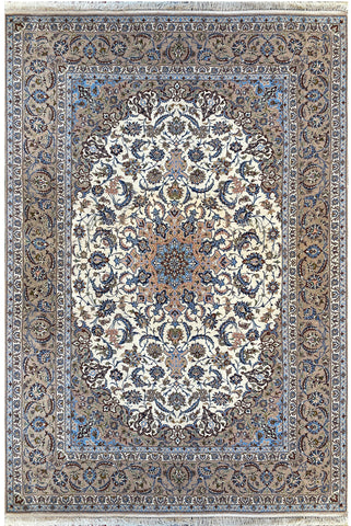 26737- Isfahan Persian Hand-Knotted Authentic/Traditional Carpet/Rug/Silk base/ Size: 10'8'' x 6'9''