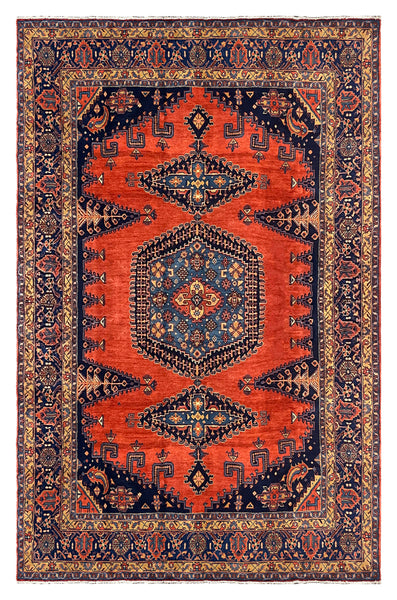27331-Hamadan Hand-Knotted/Handmade Persian Rug/Carpet Tribal/Nomadic Authentic/ Size: 13'7" x 8'8"/414cm x 263cm
