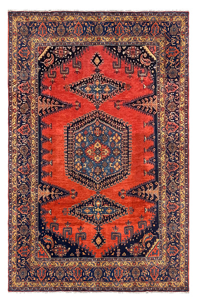 27331-Hamadan Hand-Knotted/Handmade Persian Rug/Carpet Tribal/Nomadic Authentic/ Size: 13'7" x 8'8"/414cm x 263cm